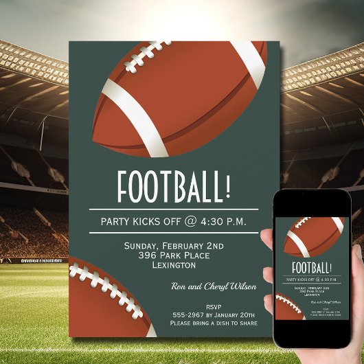 Invitation Super Fan Football Jeu Dark Green Party