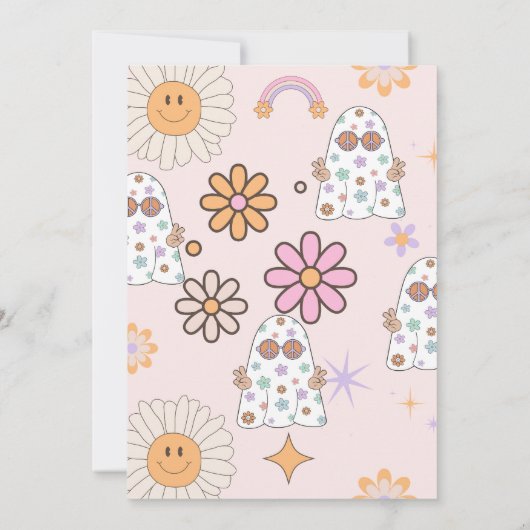 Invitation Super Fantôme Hippie Halloween Anniversaire (Dos)