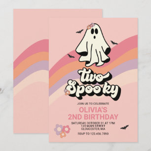 Invitation super fantôme rétro Halloween Deux Anniversaire Su