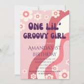 Invitation Super fille 1er Anniversaire Thème Rose Retro Dais (Devant)