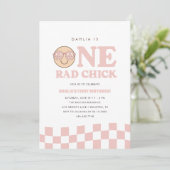 Invitation Super fille À damiers visage heureux | Anniversair (Debout devant)