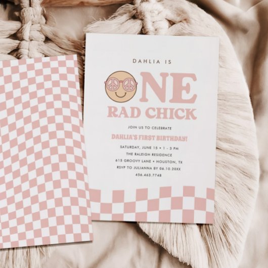 Invitation Super fille À damiers visage heureux | Anniversair