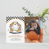 Invitation Super Fille Halloween Anniversaire Photo Invitatio (Debout devant)