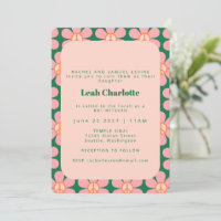 Super Fleur Retro Peace Pink Green Bat mitzvah