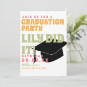 Invitation Super Floral 80s Graduation Vintage rétro (Debout devant)