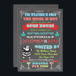 Invitation Super Fun Chalkboard Noël Open House<br><div class="desc">Venez célébrer vos vacances avec l'invitation à l'affiche de Noël Open House avec des claus de santa rétro, des bannières, des cocktails et des ornements sur un arrière - plan de tableau noir avec une typographie amusante. Le temps est froid, le cidre est chaud si invitation vos amis s'ils sont...</div>