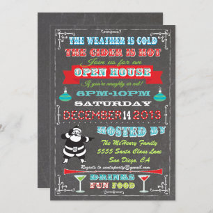 Invitation Super Fun Chalkboard Noël Open House