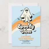 Invitation super Ghost retro Halloween Éffrayant Vibes Bleues (Devant)