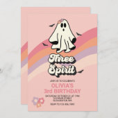 Invitation super Ghost retro Halloween Trois Esprit Anniversa (Devant / Derrière)
