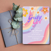 Invitation Super Girl Retro Rainbow bébé douche