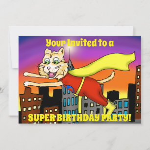 Invitation Super Hero Cat Party
