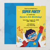 Invitation Super Hero Personnalisée Style Comic Bo (Devant / Derrière)