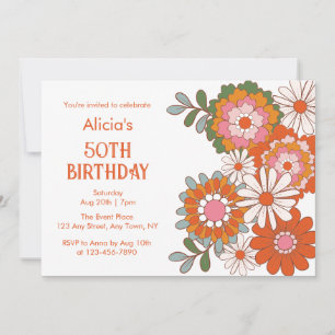 Invitation Super Hippie Flora Leaf Anniversaire