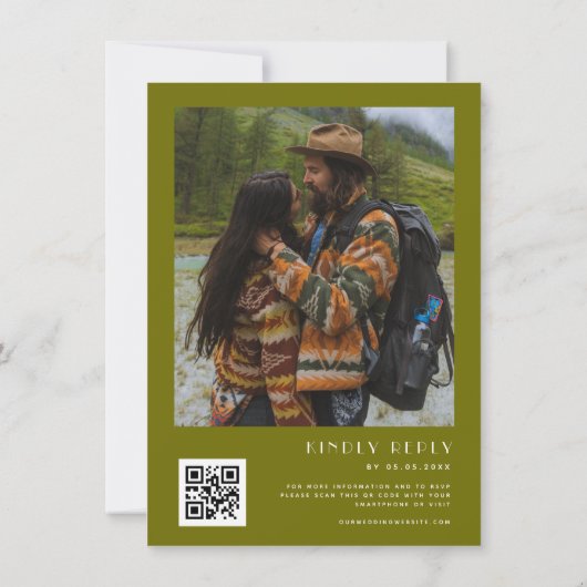 Invitation Super Hippie Floral Boho Arch QR Code Mariage (Dos)