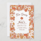 Invitation Super Hippie Floral Rose Orange Anniversaire (Devant)