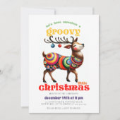 Invitation Super Hippie Reindeer Disco Drôle Noël (Devant)