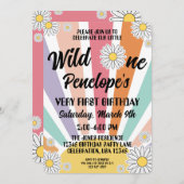 Invitation Super Hippy Sun & Daisy 1er Anniversaire (Devant / Derrière)