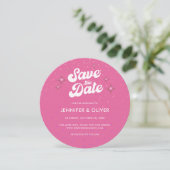 Invitation Super Hot Pink Disco Ball Wedding Enregistrer la d (Debout devant)