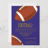 Invitation Super jeu de football violet et or (Devant)