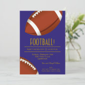 Invitation Super jeu de football violet et or (Debout devant)