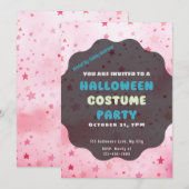 Invitation Super Jolie Étoiles Roses Moderne Halloween (Devant / Derrière)