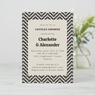 Invitation Super les années 70 Motif rétro en Couples Noires 
