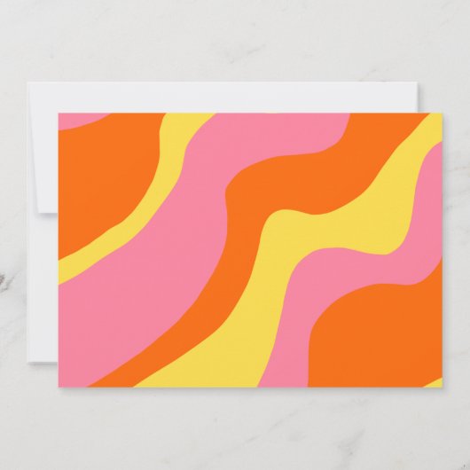 Invitation Super les années 70 rose orange tout en un Mariage (Dos)