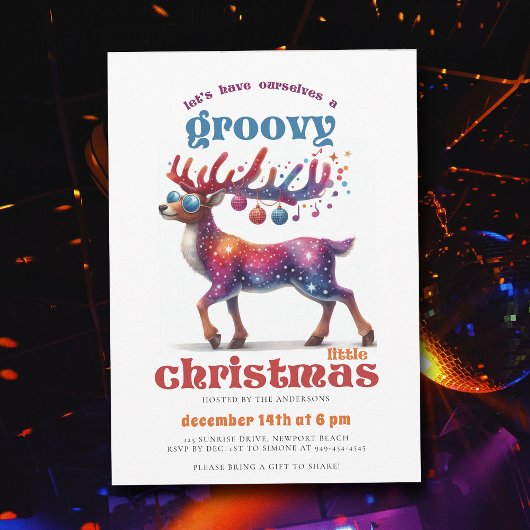 Invitation Super Little Disco Reindeer Fête de Noël