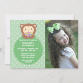 Invitation Super mignon singe et fleurs Anniversaire de enfan (Devant)