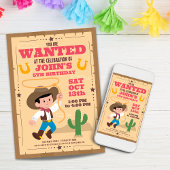 Invitation Super mignonne Cowboy fête d'anniversaire