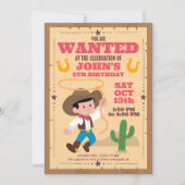 Invitation Super mignonne Cowboy fête d'anniversaire (Devant)