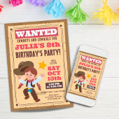 Invitation Super mignonne Cowgirl fête d'anniversaire