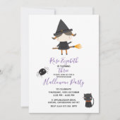 Invitation Super mignonne sorcière d'Halloween d'anniversaire (Devant)