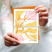 Invitation Super moderne marguerite fleurie jaune & rose mari