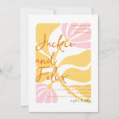 Invitation Super moderne marguerite fleurie jaune & rose mari (Devant)