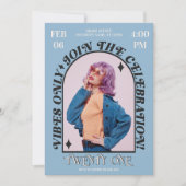 Invitation Super Moderne Retro Arch Photo Anniversaire (Devant)