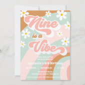 Invitation Super Nine est un Vibe retro pastels 9e anniversai (Devant)