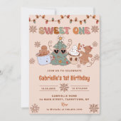 Invitation Super Noël Sweet Un 1er anniversaire fête (Devant)