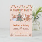 Invitation Super Noël Sweet Un 1er anniversaire fête (Debout devant)