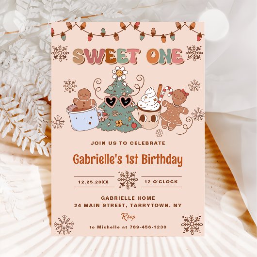 Invitation Super Noël Sweet Un 1er anniversaire fête