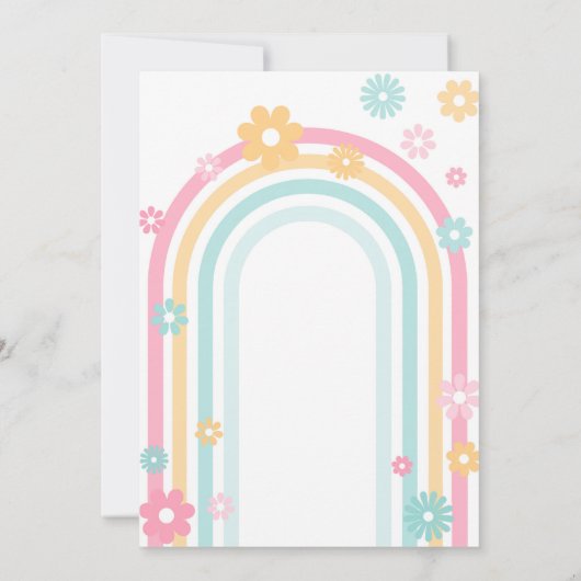 Invitation Super One Boho Daisy Rainbow 1er anniversaire (Dos)