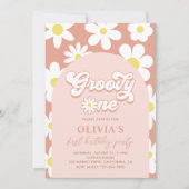 Invitation Super One Boho Retro Daisy 1er anniversaire fête (Devant)