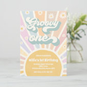 Invitation Super One Boho Sunshine Daisy Fête d'anniversaire (Debout devant)