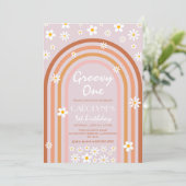 Invitation Super One Daisy Boho Rainbow 1er anniversaire (Debout devant)