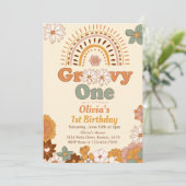 Invitation super One Floral Rainbow 1er anniversai (Debout devant)