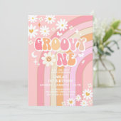 Invitation Super ONE Hippie 70's Retro 1er anniversaire (Debout devant)