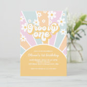 Invitation Super One Pastel Retro Sunshine daisy boho floral (Debout devant)