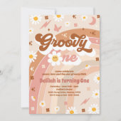 Invitation Super One Peace Love Party Rainbow Birthday Party (Devant)