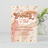 Invitation Super One Peace Love Party Rainbow Birthday Party (Debout devant)