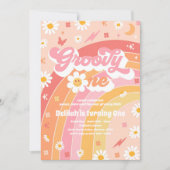 Invitation Super One Peace Love Party Rainbow Birthday Party (Devant)